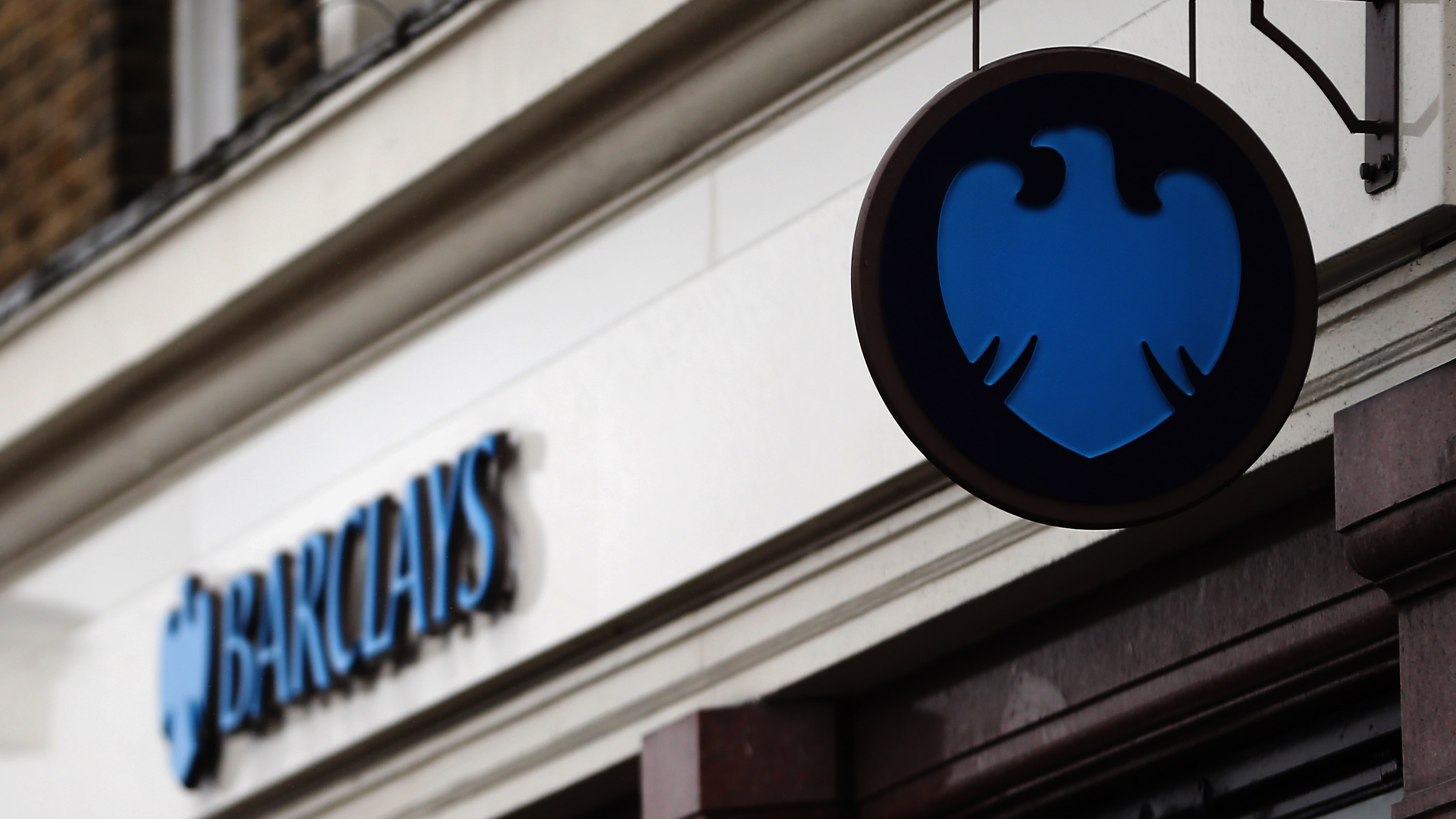 Signage for Barclays bank outside one of its branches in the UK
